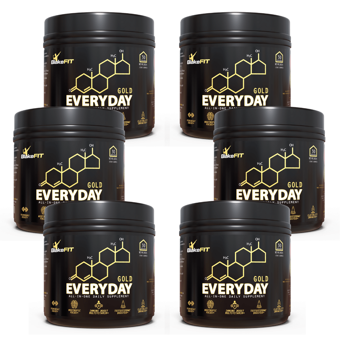 6-Pack Everyday Gold All-in-one Supplement Powder | Raspberry Lemon | Immune Boost Multivitamin | Preworkout | Electrolytes | Nootropics | Keto-Friendly | Vegan Certified