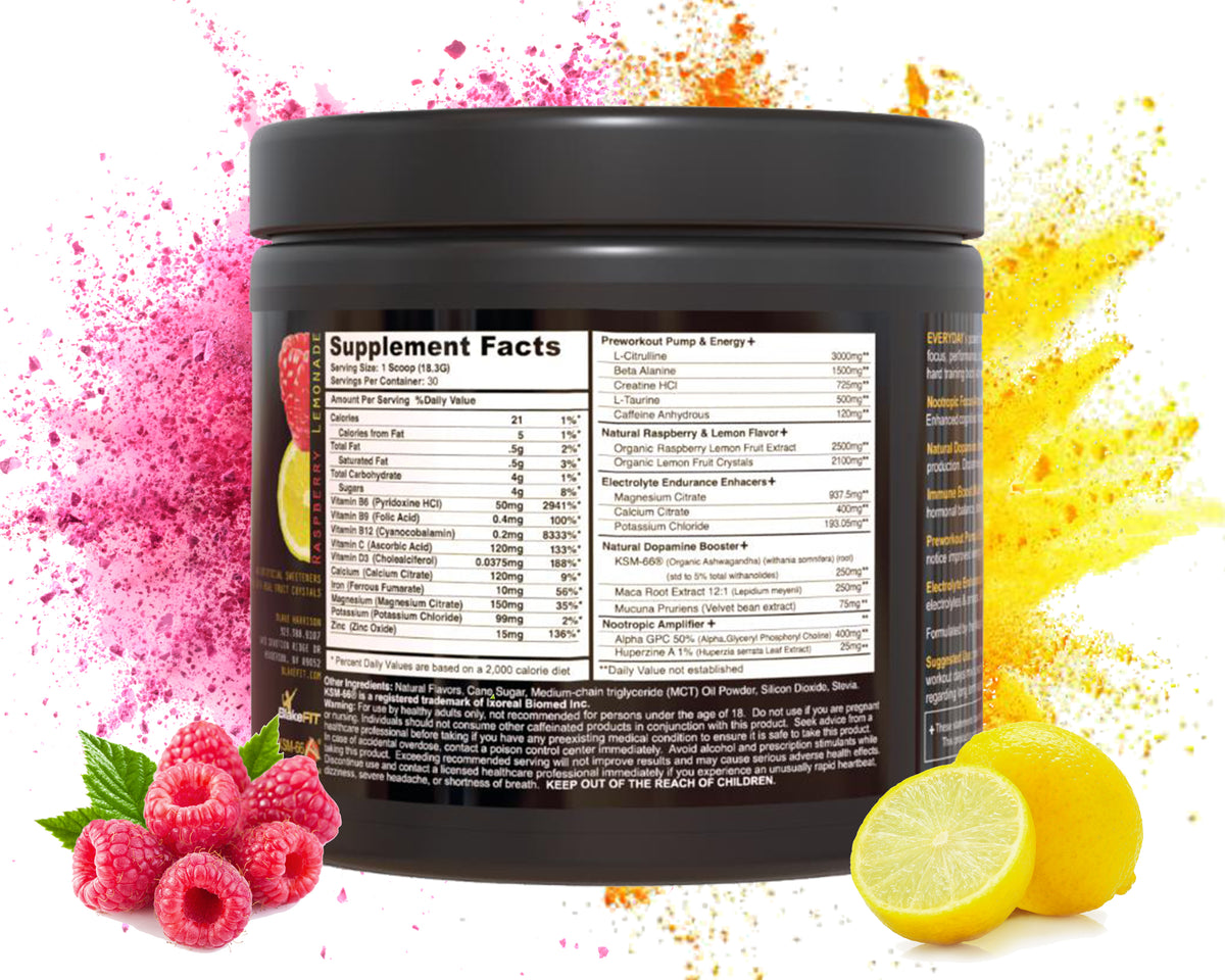 Everyday Gold All-in-one Supplement Powder | Raspberry Lemon | Immune Boost Multivitamin | Preworkout | Electrolytes | Nootropics | Keto-Friendly | Vegan Certified